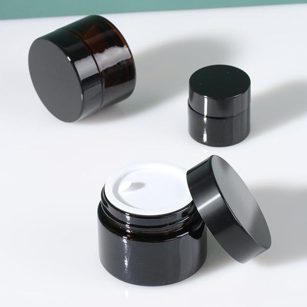 

storage bottles & jars 10pcs 5g/10g/20g/30g/50g amber brown glass cosmetic jar face cream lip sample skin care pot makeup vials contain