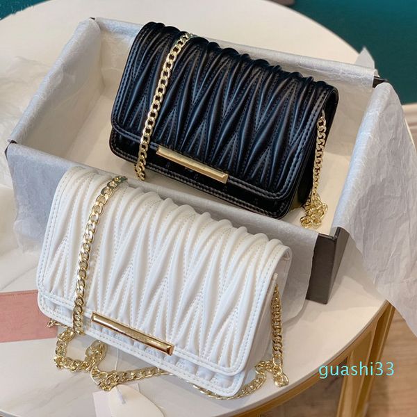 

temperament black crossbody bag shoulder bag genuine real leather bag folded fashion women chain bags 20*14cm