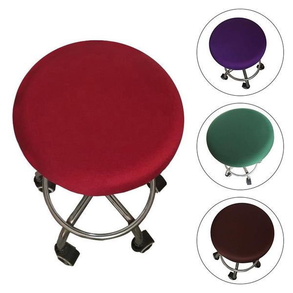 

round chair cover elastic bar stool anti-dirty seat solid color removable protector home office decor covers