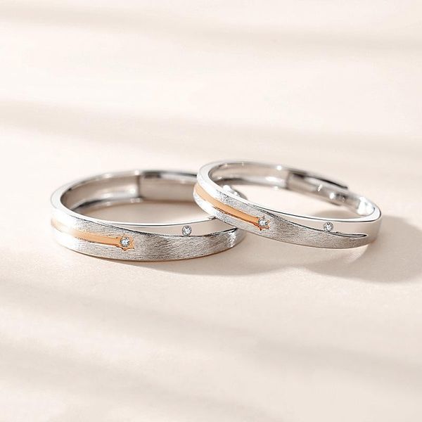 

cluster rings silvology 925 sterling silver gypsophila meteor couple original design matte romantic star for luxury lovers jewelry, Golden;silver
