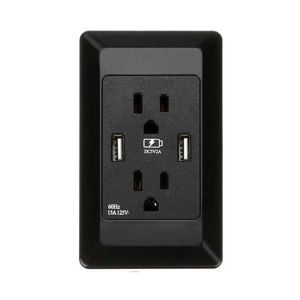 

black american standard usb double row wall socket 125v philippines singapore usa
