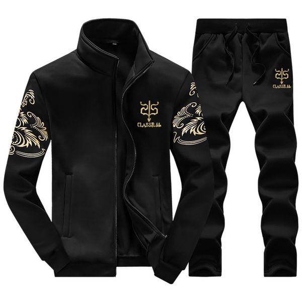 

8xl large spring and autumn sports suit men's cardigan thin korean casual sweater two-piece set, Gray