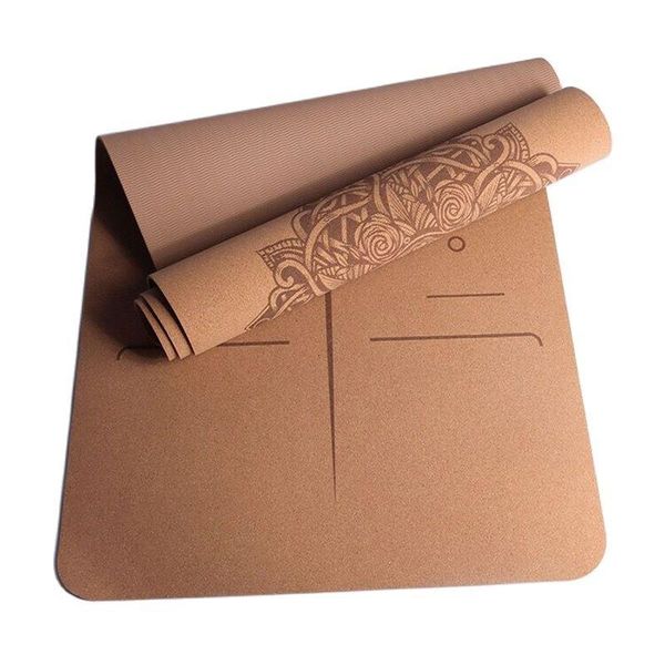 

yoga mats 2021 4mm thickness environmental double sides skid resistance high elastic tpe cork mat pilates cushion