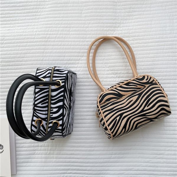 

winter japanese korean new women carrying small square fashionable popular hand plush zebra armpit bags