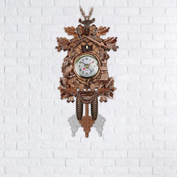 Orologi da parete Orologio a cucù Carillon Allarme Retro Soggiorno in legno Campana del tempo degli uccelli Orologio da altalena Decorazioni per la casa