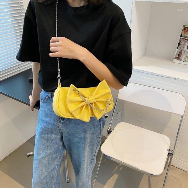 

evening bags fashion bow shoulder solid women pu leather crossbody bag causal female purses and handbags luxury designer chain1