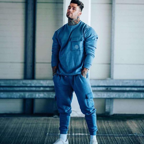 

tracksuit hoodie +pants sets men casual sweatshirt joggers sweatpants male cotton jacket autumn winter sportswear suit gym clothing, White;black