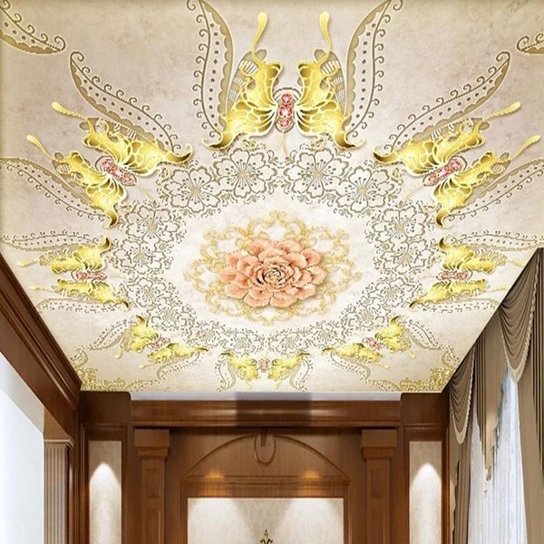 

wallpapers home interior ceiling 3d wallpaper european style flower abstract geometric wall po mural living room bedroom art decoration