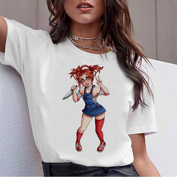 

chucky t shirt horror women tshirt streetwear ulzzang t-shirt fashion female cool femme tee shirts women's, White