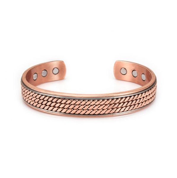 

bangle fashion alloy bracelet retro glossy magnet perforated copper exquisite gifts for men and women, Black