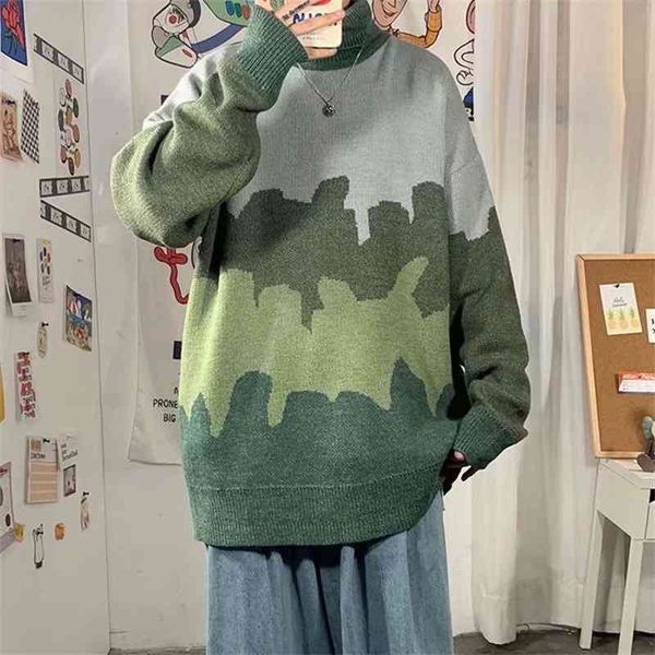 

harajuku men's turtleneck thick warm pullovers streetwear loose clothing knitted jumpers lovers lazy oversized sweater, White;black