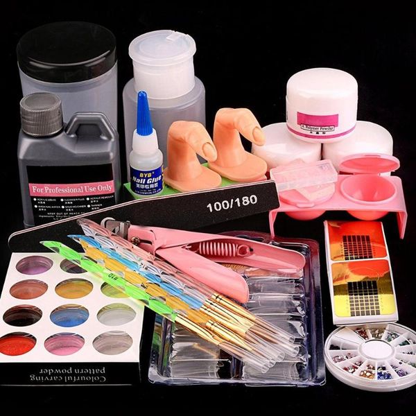 

nail art kits acrylic liquid powder half french tips pump file clipper tools kit