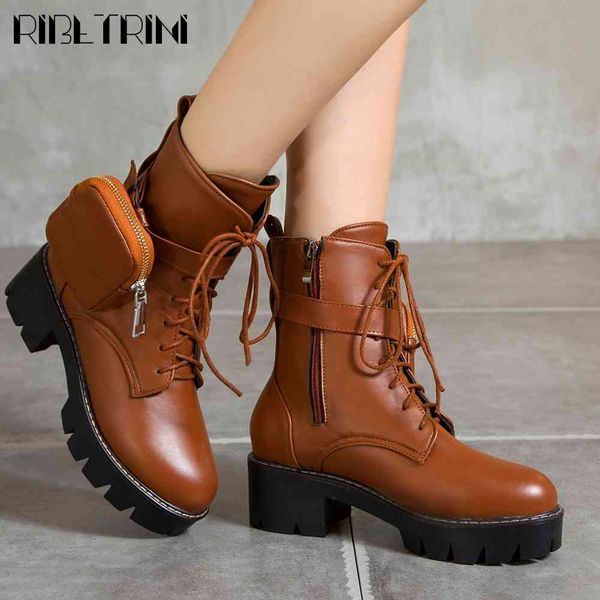 

boots girl round toe shoes lace ankle sewing bage boots women designer brand square heel woman, Black