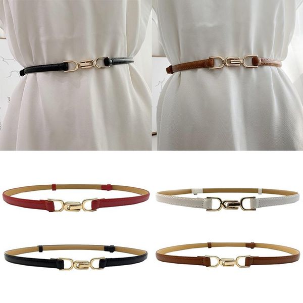 

belts korean version retro thin women's buckle adjustable waist female decorative stylish trendy all-match, Black;brown