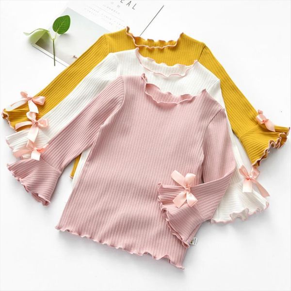 

girls t shirt undershirt long sleeved solid color cotton spring and autumn childrens baby white, Blue