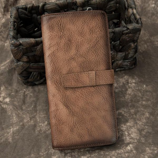 

wallets male genuine leather long wallet men purse zipper hasp coin pocket money bag vintage cowhide clutch handy credit id cards holder, Red;black