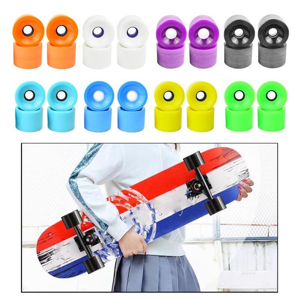 

skateboarding 4 pieces skateboard wheels, pu road skate long board wheel high strength wheels maintenance roller 78a hardness