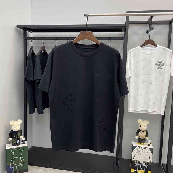 

21ss summer new ch kro sanskrit cross skinned short sleeve t-shirt, White;black