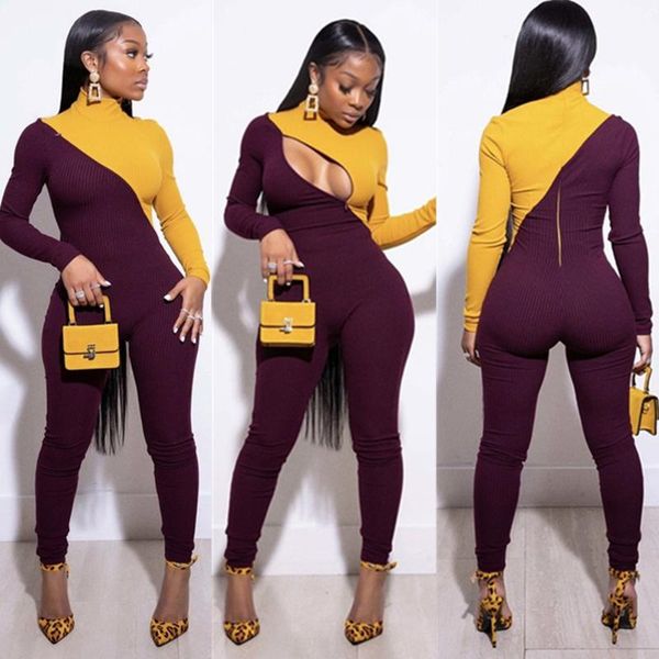 

women's jumpsuits & rompers three-color pit zipper jumpsuit soild color casual overalls for women, Black;white