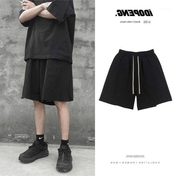 

men's pants harajuku style shorts capris korean trend loose summer versatile wide leg sports, Black