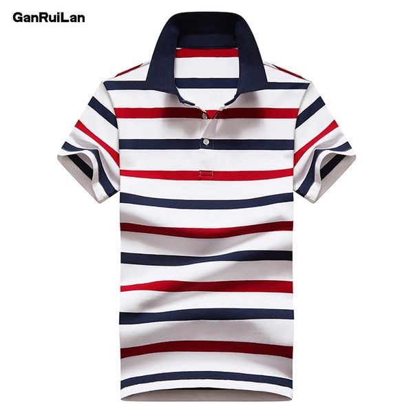 Прибытие Men Polo Рубашка мода хорошее качество классический полосатый Homme Camisa мужская рубашка поло T плюс размер 4xL B0604 210518