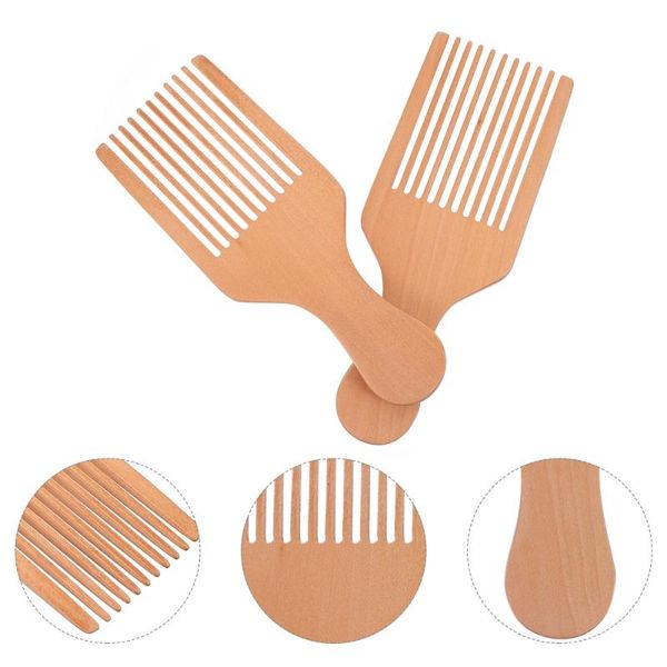 

hair brushes 2pcs wide flat combs beard hairdressing detangle wig wood, Silver