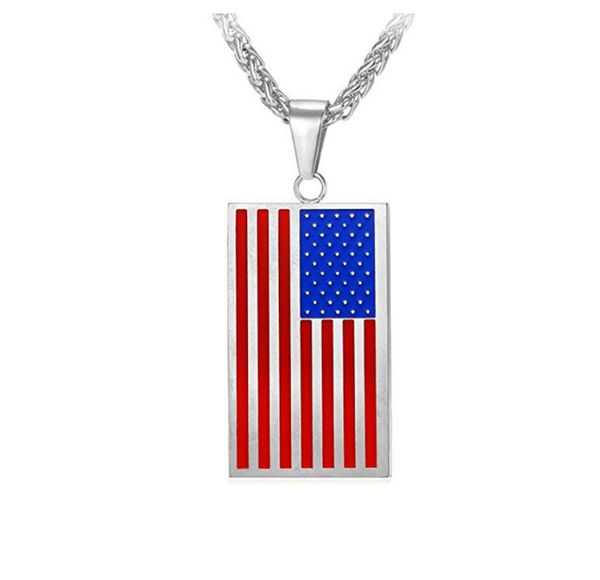 

2021 100pcs lot patriotic red white blue rhinestones american usa us flag star necklace pendant 4th of july, Silver