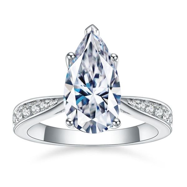 

cluster rings fashion oval 925 silver proposal for women pear cut cubic zirconia gift, Golden;silver