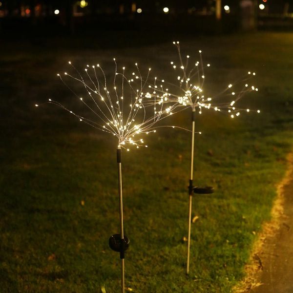 

lawn lamps outdoor solar garden lamp sunlight grass fireworks lights 90/120/150 led landscape pathway light for home