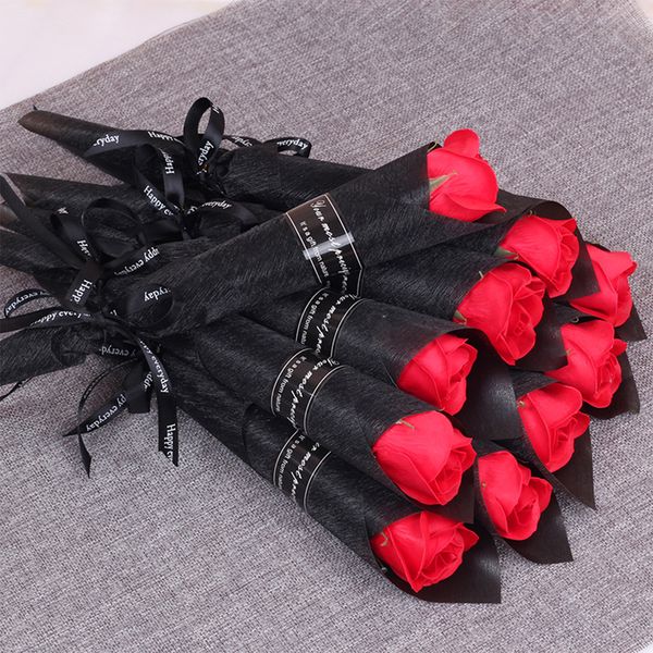 

50pcs/lot soap rose artificial flower friend valentines day gift anniversary flower set fake rose soap flower wedding decor
