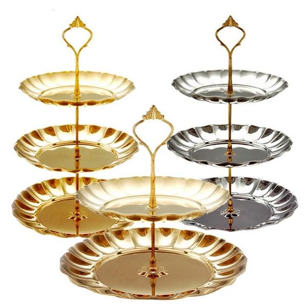 

other bakeware 2 / 3 tier stainless steel cake stand candy fruits cakes desserts plate stands for wedding party cakecups