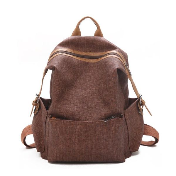 

outdoor bags women's pu trend retro backpack solid color