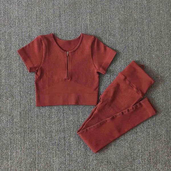 

women's seamls yoga sets, training shirts, , fitns suits, short sved , high waist tights, sports sets, Gray