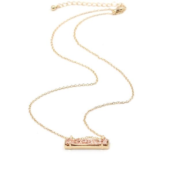 

pendant necklaces selling small rectangle druzy stone necklace quartz bar choker abalone inlay, Silver