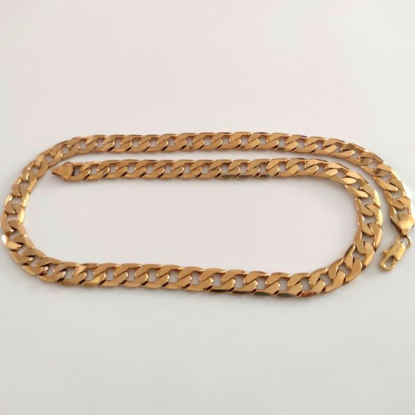 Luxo 18ct amarelo ouro acabamento Mens Miami Curb Link Chain Colar Colar Jóias Links Heavy 600 10mm