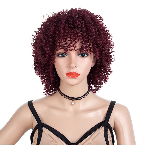 

women's fashion chemical fiber high temperature silk fluffy small curly head cover wig, Black;brown