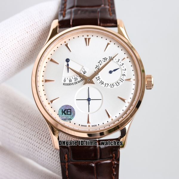 

master ultra thin 1372520 automatic mens watch reserve de marche power reserve sapphire q1372520 rose gold case gents sport watches brown le, Slivery;brown