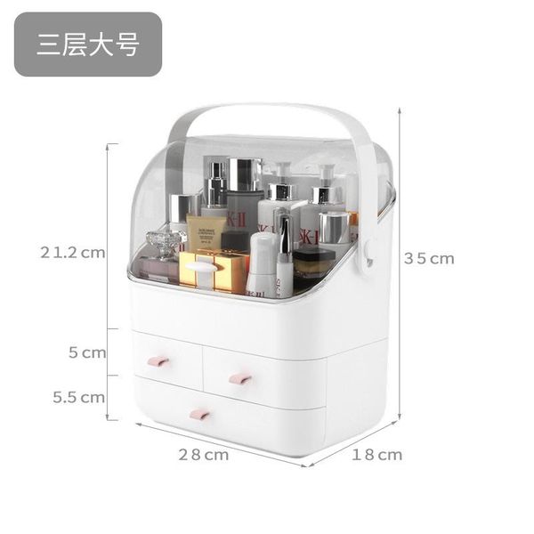 

makeup organizer large capacity drawer cosmetic box storage pvc dust proof container portable boxes & bins