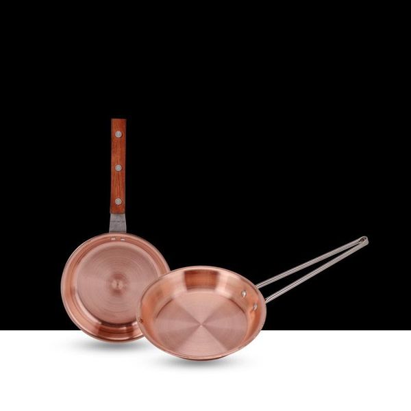 

red copper frying pan thickened steak eggs pans