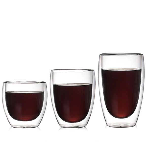 

wine glasses double layers coffee mugs handle drinking insulation wall glass tea cup drinkware water milk cups