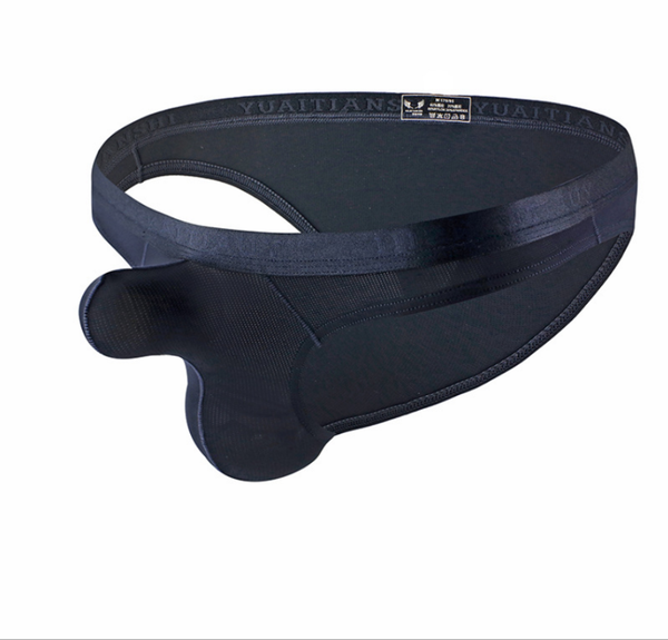 

underpants men's underwear thin pure color nylon low waist briefs separation large size, Black;white