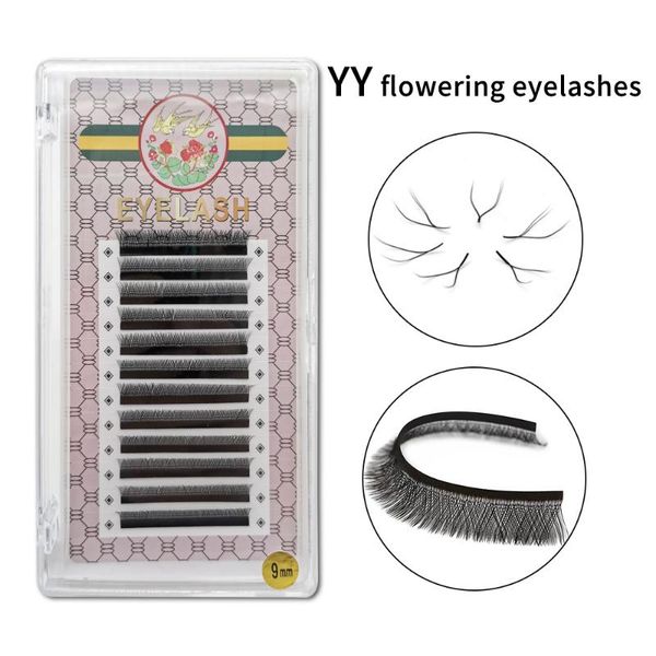 

false eyelashes yy mixed length double tips cross bushy seamless no loose root y-shaped automatic flowering individual lashes extenson