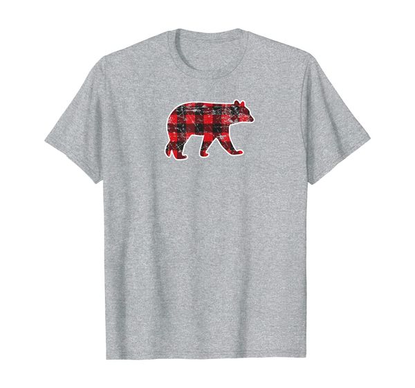 

buffalo plaid bear lumberjack cute matching family gift t-shirt, White;black