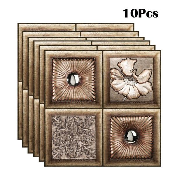 

wall stickers 10pcs european classical pattern 3d sticker diy removable tile self-adhesive waterproof kitchen bathroom home decoration