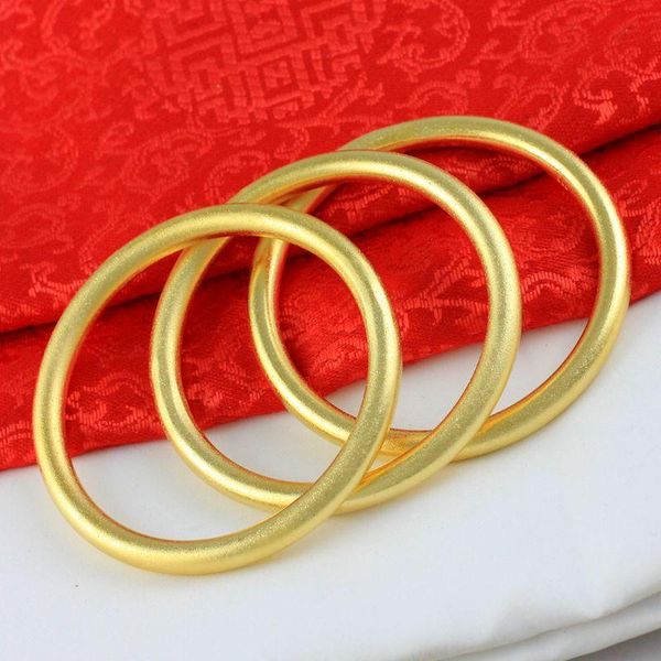 

bangle 1pc 18k gold minimalist bracelets for women classic vintage solid round circle, Black