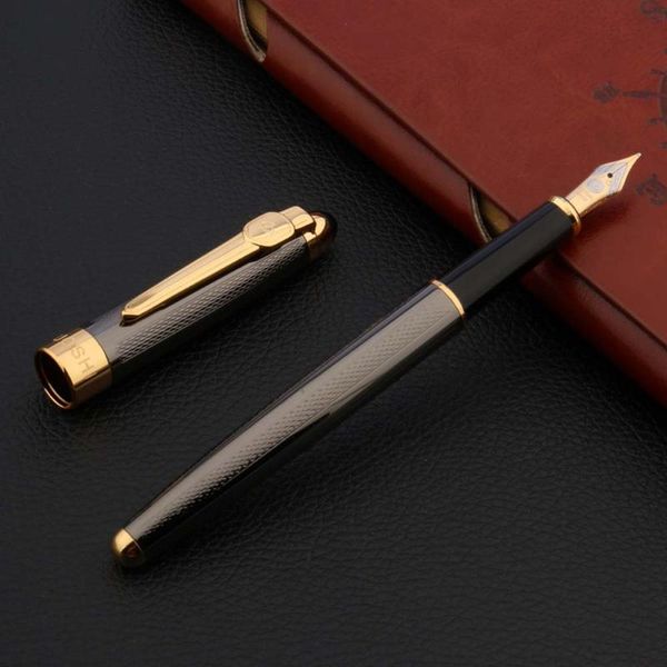 

luxury gun gray wave pattern golden medium nib fountain pen stationery office school supplies writing gift pens