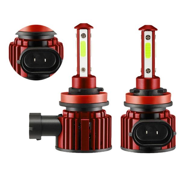 

car headlights f8 4-sides glow led headlight automobile lamp upgrade section universal h8/h9/h11 red