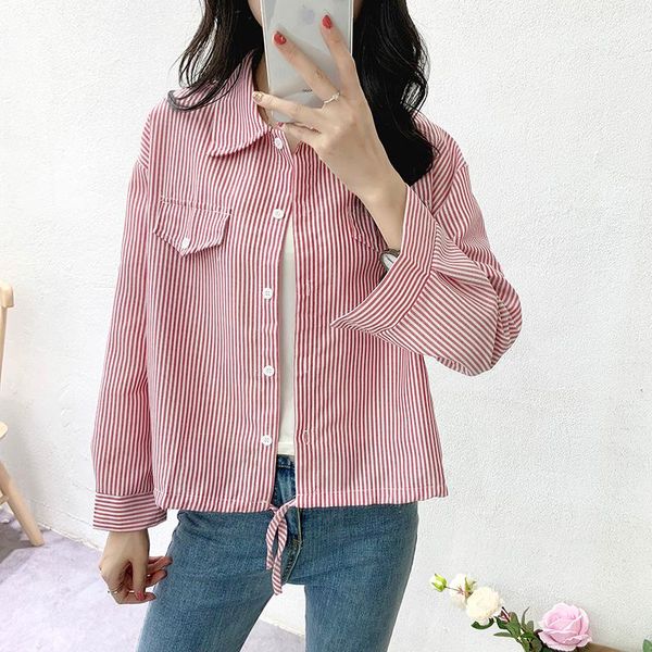 

women's blouses & shirts women long sleeve striped shirt autumn korean-style long-sleeve, White
