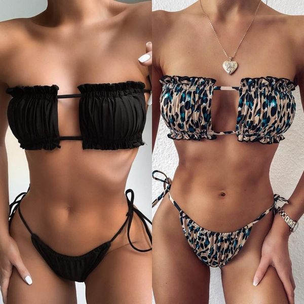 

women's swimwear 2021 women brazilian ruched hollow bikini push-up padded two piece swimsuit beachwear set maillot de bain femme, White;black
