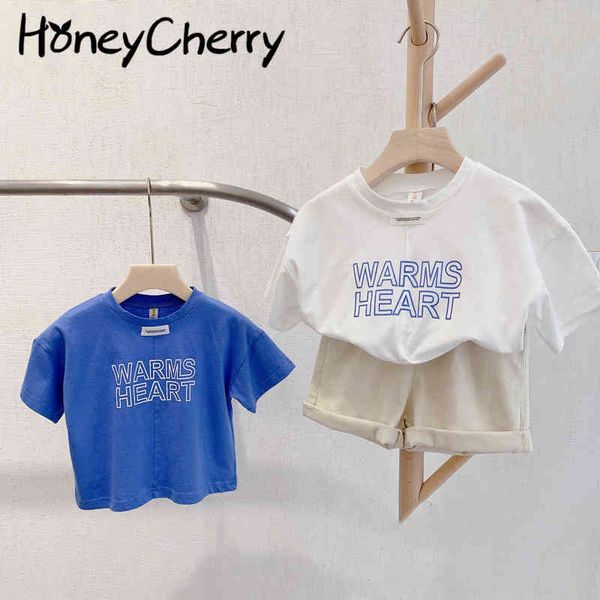 

boys short sleeve t-shirt korean version summer baby cotton comfortable casual splicing fashion clothes 210515, Blue